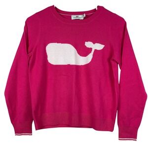 Vineyard Vines Intarsia Kids Girls Pink Whale Merino CashmereSweater Size L